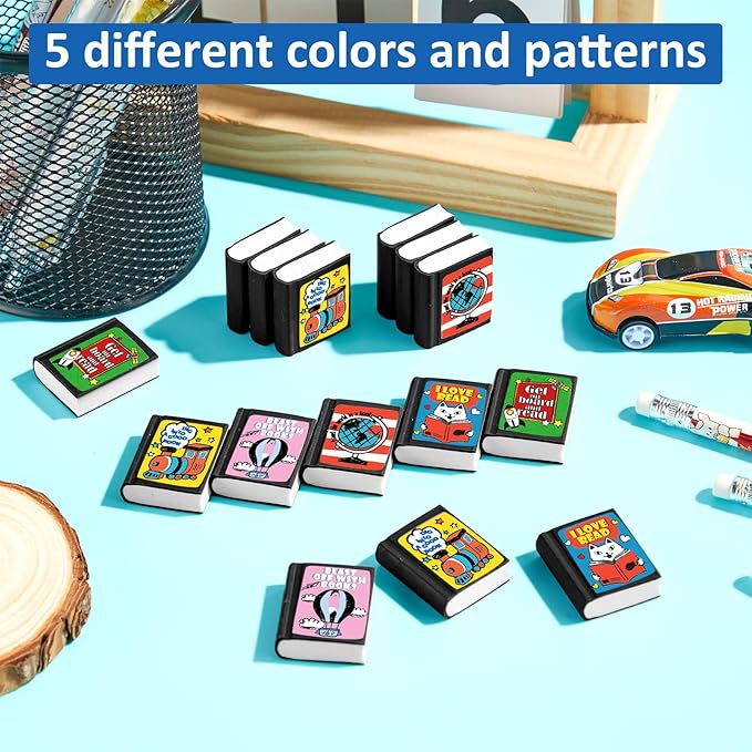 party greeting 100Pcs I Love to Read Pencil Erasers Fun Erasers Bulk - Image 4