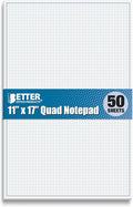 Graph Paper Pad, 50 Sheets, Double Sided, 4x4 Blue Quad Rule, Easy Tear Sheets by BetterOfficeProducts