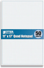 Graph Paper Pad, 50 Sheets, Double Sided, 4x4 Blue Quad Rule, Easy Tear Sheets by BetterOfficeProducts