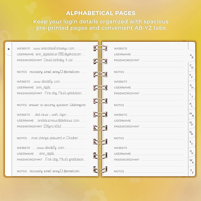 Clever Fox Password Book Spiral – Mini Internet Address & Password Organizer - Image 3