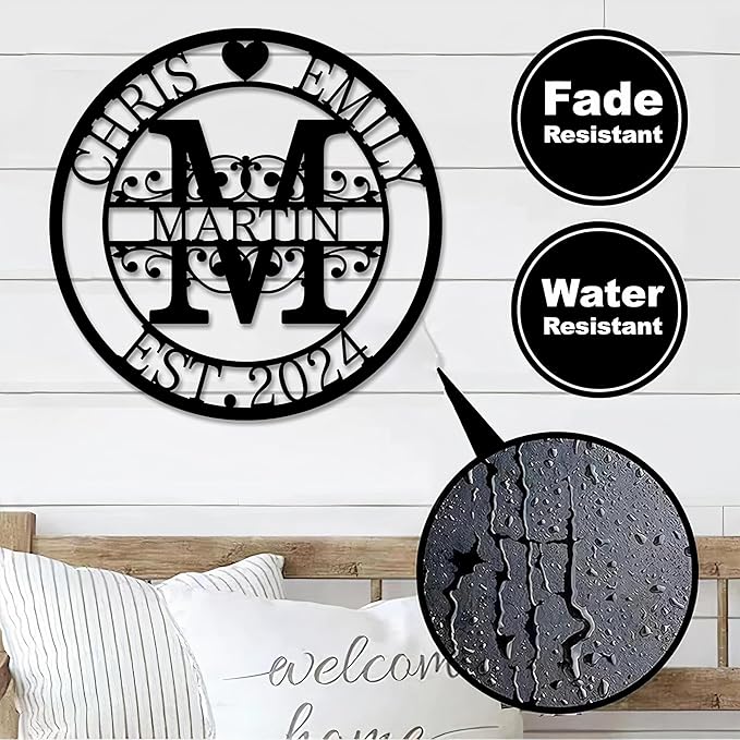 Personalized Metal Name Signs, Split Letter Monogram Wall Decor, Custom Last - Image 7