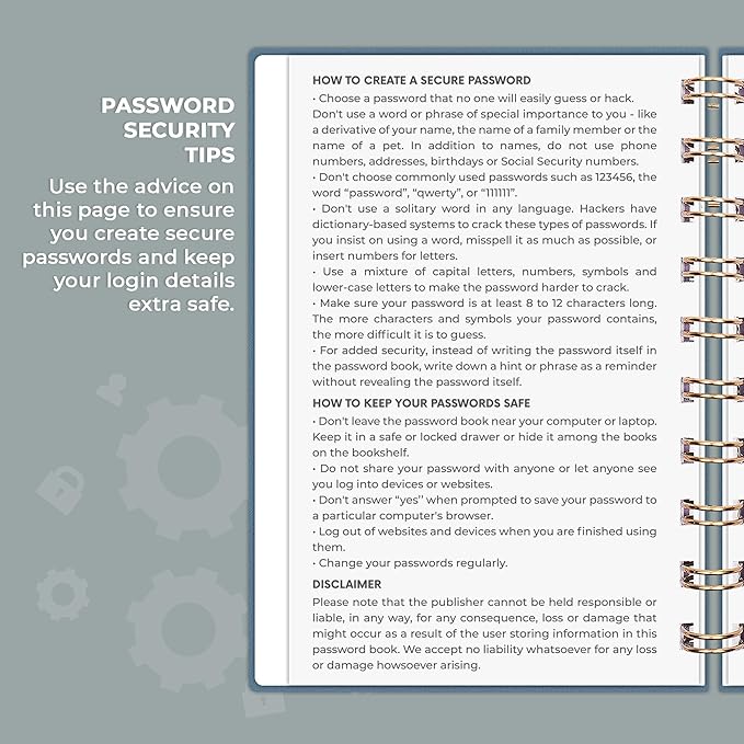 Clever Fox Password Book Spiral – Mini Internet Address & Password Organizer - Image 5