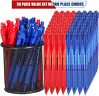 deegtran Pens Bulk, 50 Pack No Bleed Blue & Red Ink Click Pens - Image 2