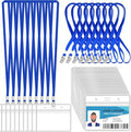 100 Pcs Clear Horizontal Badge Id Card and 100 Pcs Lanyard, Reusable Lanyards by Orcielo