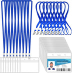 100 Pcs Clear Horizontal Badge Id Card and 100 Pcs Lanyard, Reusable Lanyards by Orcielo