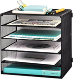 EASEPRES 5 Slot Mesh Desk Organizer Tray, File Paper Letter Folder Holder by EASEPRES