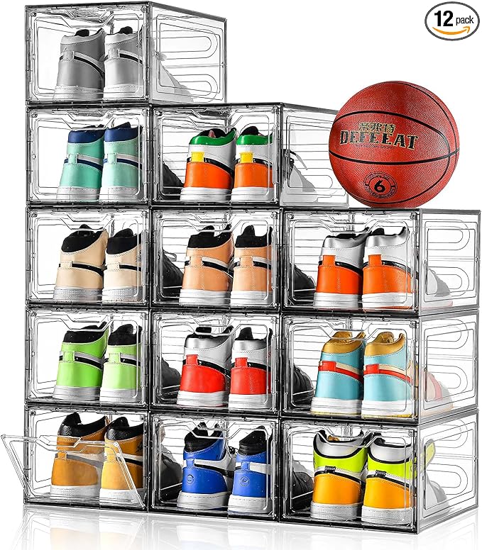 12 Pack Shoe Boxes Shoes Organizer, Shoe Storage Organizer Boxes by Stebopum