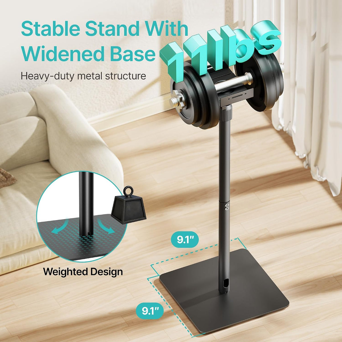 Pegzone Height-Adjustable Speaker Stands Pair, Black