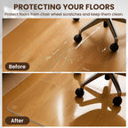 VASUHOME Heavy-Duty Tempered Glass Chair Mat, 31 x 48 Inch Large Office Floor Mat for Carpet or Hardwood Floors, 1/5" Thick with 12 Anti-Slip Pads