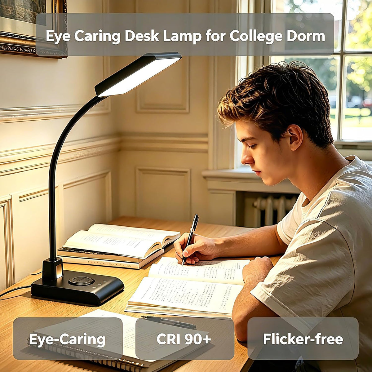 desk lamp with wireless charger, desk lamps for, front angle view