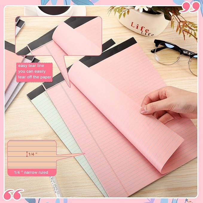 Fuutreo 8 Pcs 8.5'' x 11'' Colored Legal Pad Writing Pads Narrow Ruled 50 - Image 3