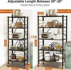 himix 5-tier foldable expandable storage shelves wheels kitchen shown in use