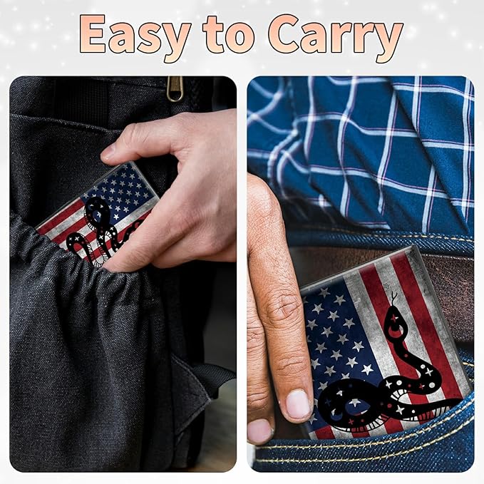 BWEGRHE Slim Credit Card Holder, Snake Flag RFID Blocking Metal Wallet - Image 7