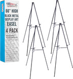 U.S. Art Supply 66" High Black Metal Display Art Easel