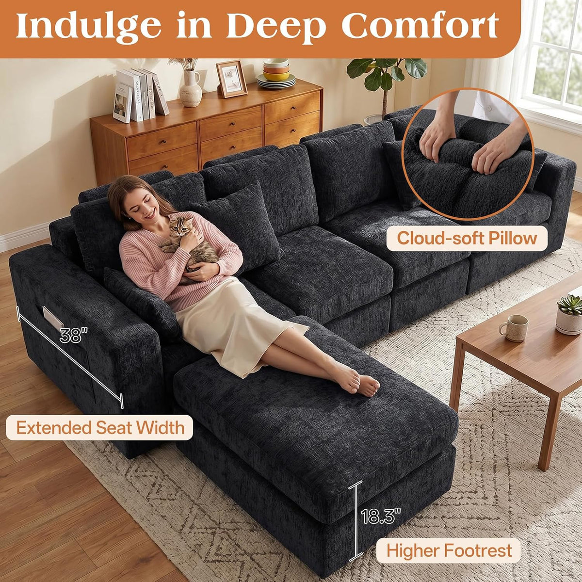 Ottoman Module for Cloud Modular Sectional Sofa