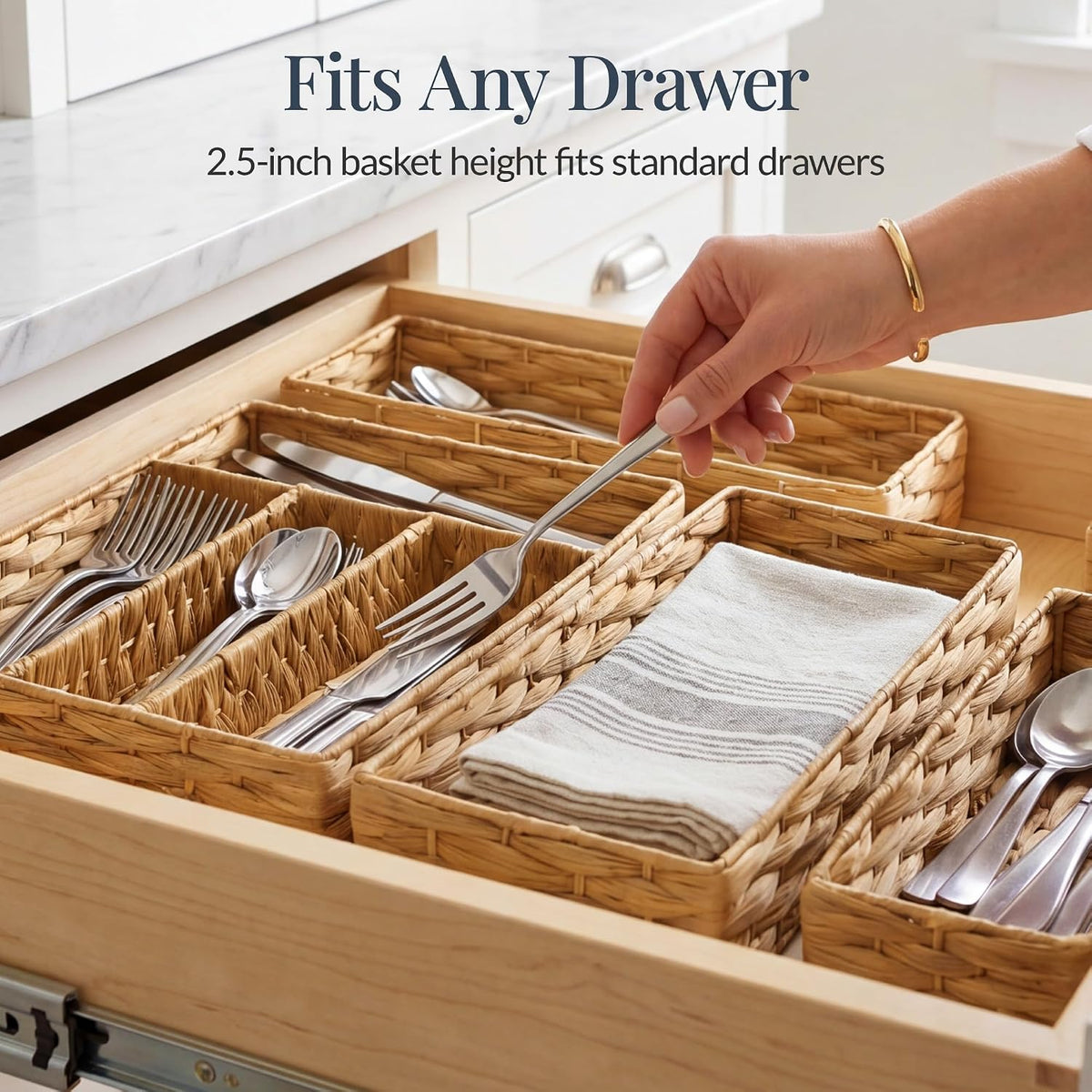 Best Choice Products 5-Piece Flatware Organizer Set, Woven Modular Silverware...