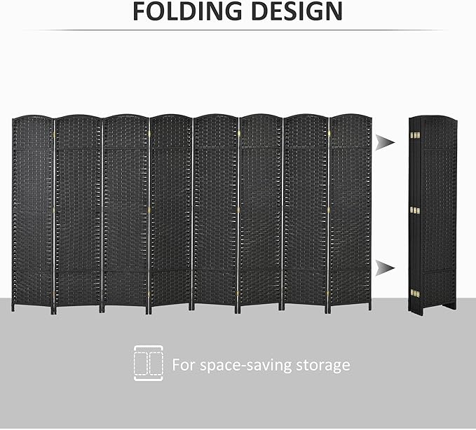 HOMCOM Room Divider, 8 Panel Folding Privacy Screen, 5.6' Tall Freestanding - Image 4