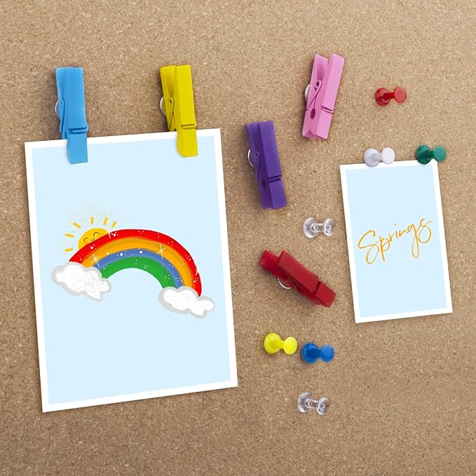 Push Pins，LYroo 200 Pcs Flower Thumb Tacks Wood Pin Board Map Tacks Marking - Image 4