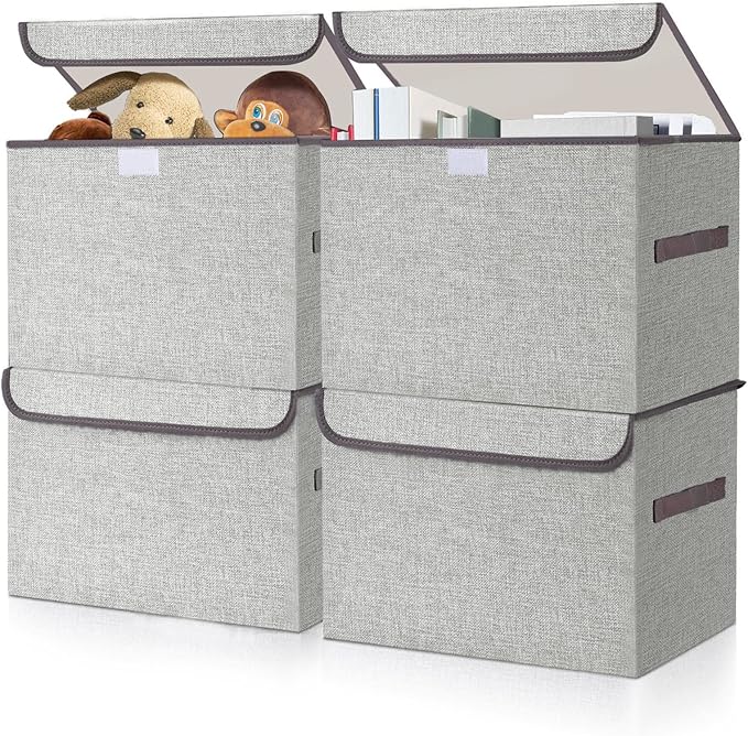 Bagnizer Linen Fabric Foldable Storage Cube Bin Organizer Basket by Bagnizer