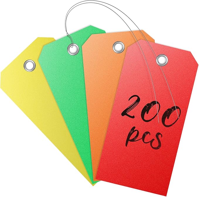 Uniclife 200 Pcs Plastic Tags for Labeling 4 Colors, 4.7"x 2.36" Plastic by UnicLife