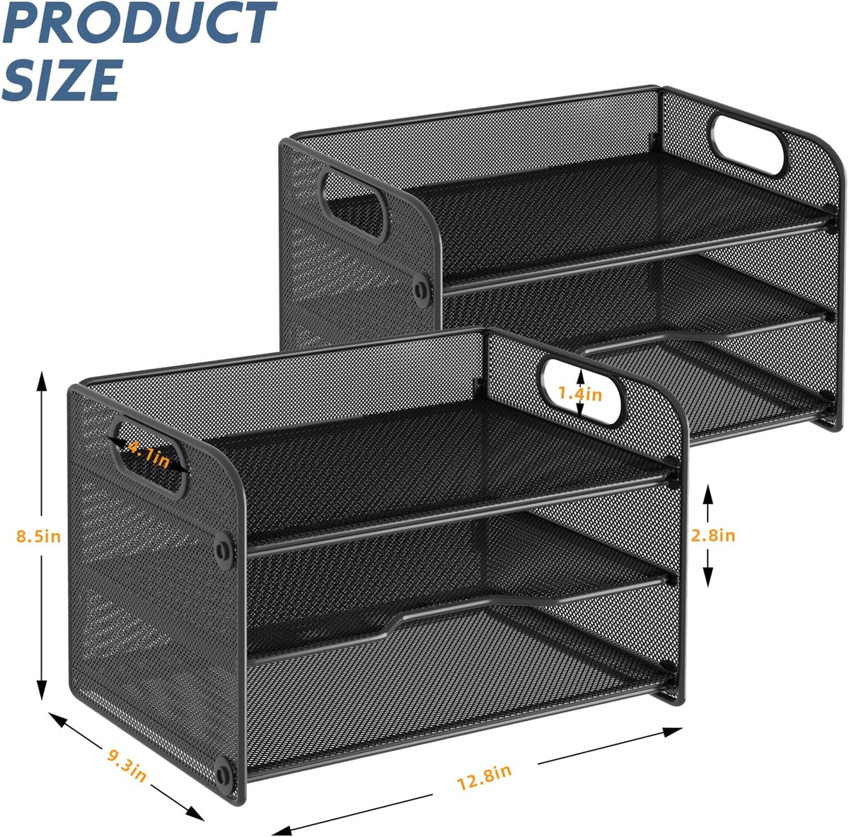 samstar 2 Pack 3 Tier Letter Tray Paper Organizer with Handle, Mesh Desk Orga...