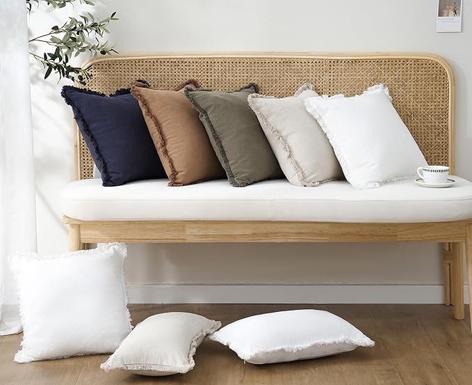 Foindtower Set of 2 Decorative Linen Fringe Throw Pillow Covers Cozy Boho - Image 7