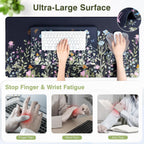 Ospelelf Keyboard Wrist Rest Stand Pad and Ergonomic Mouse Pad Set with Large Mousepad, Memory Foam Comfort, Premium Office Desk Accessories for Pain Relief, Moonlit Blossoms