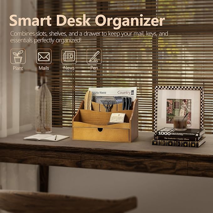 Rebee Vision Pine Wood Mail Organizer - Image 3