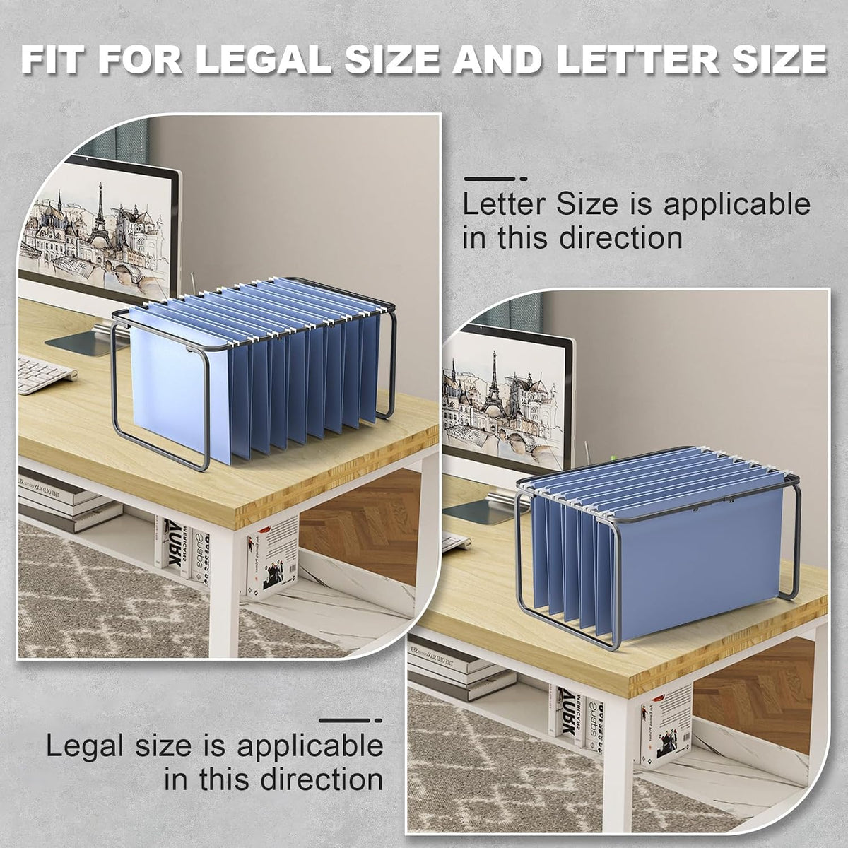 2 Sets Upgraded Adjustable Hanging File Folder Frame,Legal/Letter Size,Length...