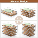 SANRUI 4 Tier Stackable Paper Letter Tray, Acrylic Vertical File Tray A4 Desk - Image 3