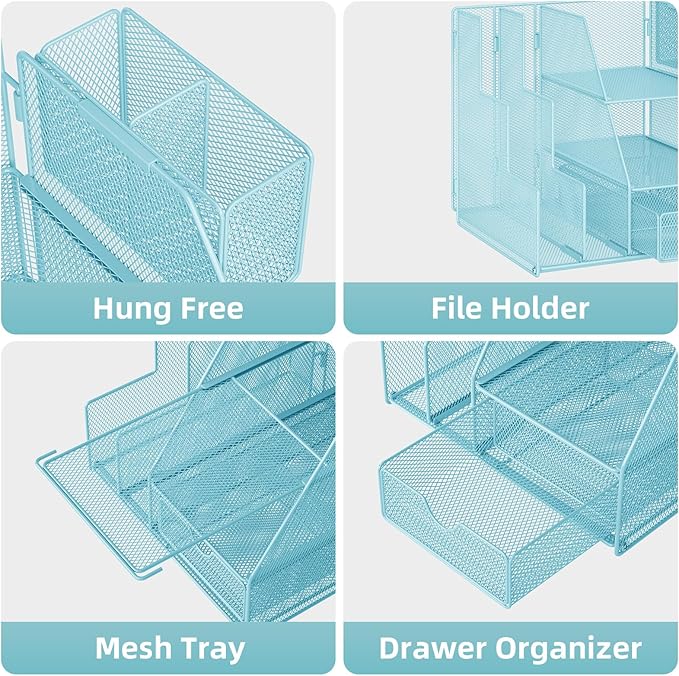 Marbrasse Desk Organizer and Accessories, 3-Tier File Organizer - Image 4