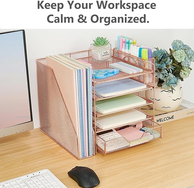 Gugsey Desk Organizer, 5-Tier Paper Letter Tray Organizer - Image 7