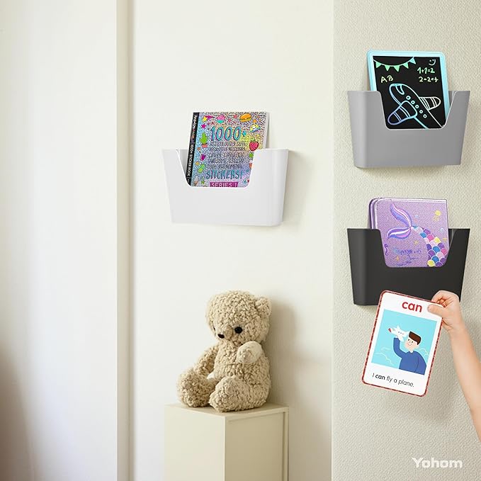 YOHOM No Drilling File Holder Wall Mails Magazines Organizer Adhesive Door Mount - Image 4
