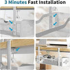 Under Desk Cable Management Tray 3 Pack, Cable Management Under Desk No Drill - Image 6