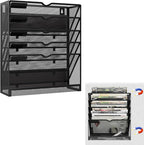 KZWKRG 6 Tier Magnetic File Holder, Large Capacity Mesh Hanging Wall Organizer by Unknown