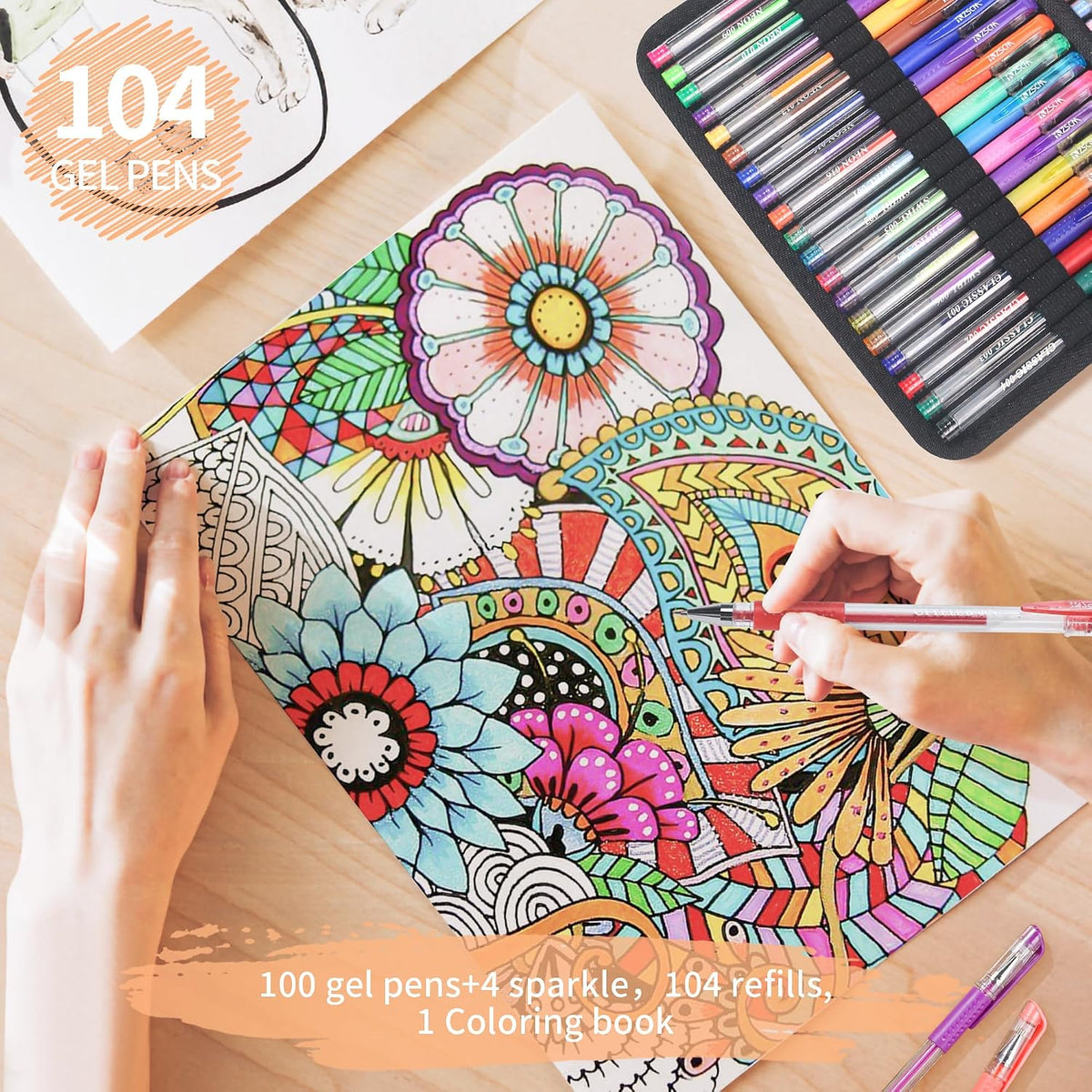 202 Pack Gel Pen For Adults Coloring Books, Fine Tip Gel Pen