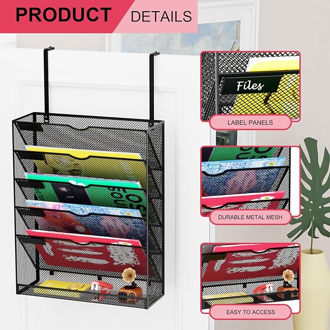 GDINDINFAN 6-Tier Hanging File Organizer Office Cubicle Accessories - Image 4
