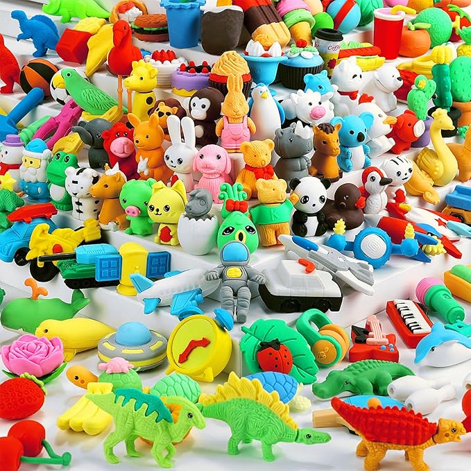 URSKYTOUS 150Pcs Animal Erasers Kids Desk Pets Pencil Erasers 3D Puzzle Bulk by URSKYTOUS