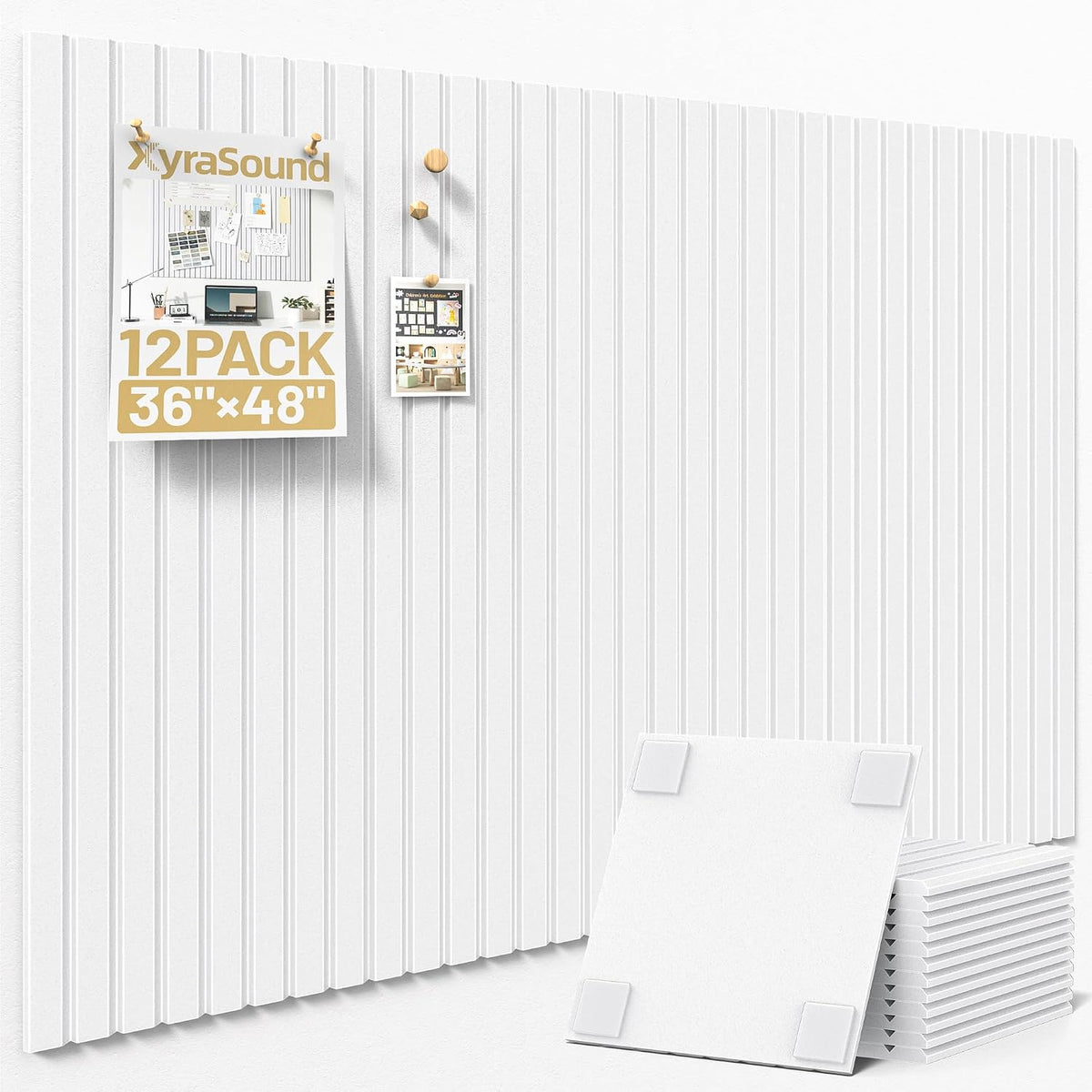 Large Cork Board for Walls 12 Pack Bulletin Board with 60 Adhesive Tabs