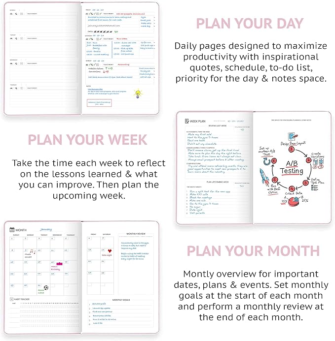 Wyze Planner Undated Daily Planner – 1-Year B5 Productivity Organizer - Image 4