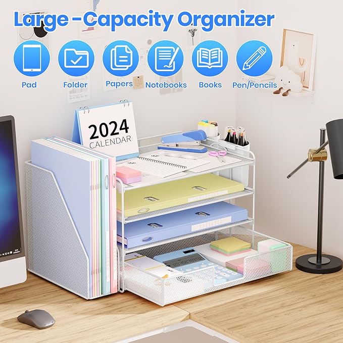 OPNICE Desk Organizer, 4-Tier Desktop File Organizer - Image 4