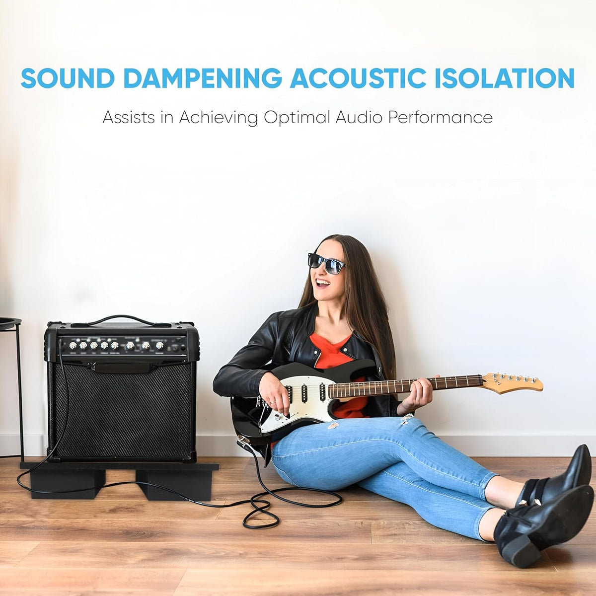 Pyle Sound Dampening Speaker Riser Foam - Audio Acoustic Noise Isolation Plat...