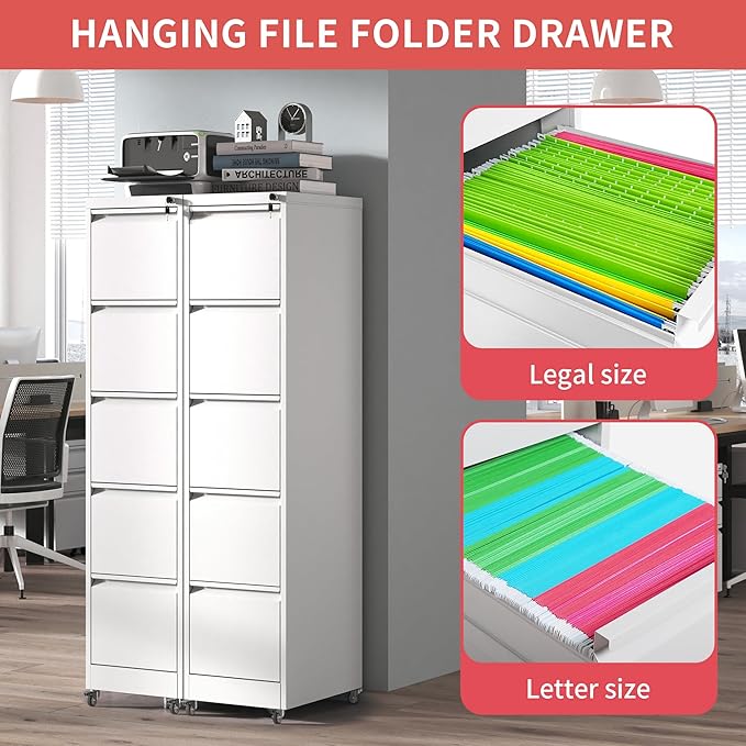 IKIMI 5 Drawer File Cabinet - Image 4