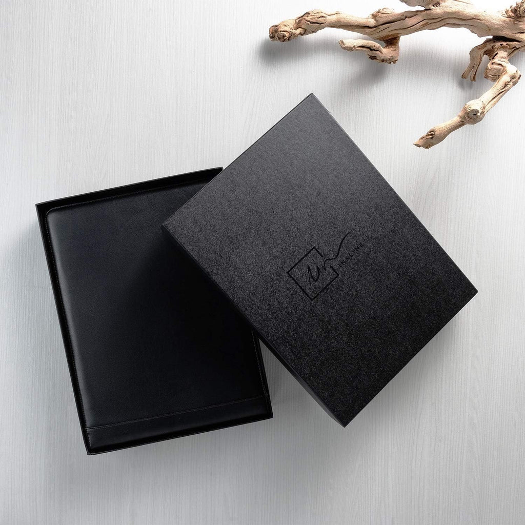 Inkline 7 Ring Check Binder Portfolio -Professional PU Leather Binder with Zippered Closure -500 Check Capacity -9x13 Inch Sheets -Document & Card Organizer - Large Tablet Pocket - Black (80001)
