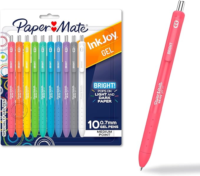 Paper Mate InkJoy Bright Pens, Gel Pens, Medium Point, Retractable by PaperMate