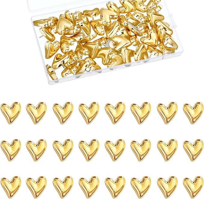 CllyCnny Heart Push Pins: 50PCS Cute Decorative Push Pins Gold Heart Thumb Tacks by Unknown