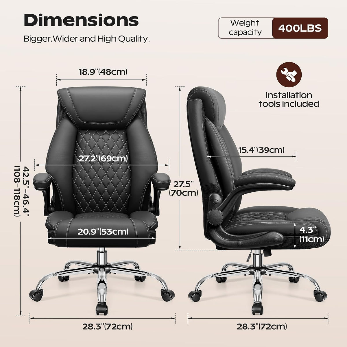 Office Chair, Ergonomic High Back Home Office Desk Chair, Big and Tall Breath...
