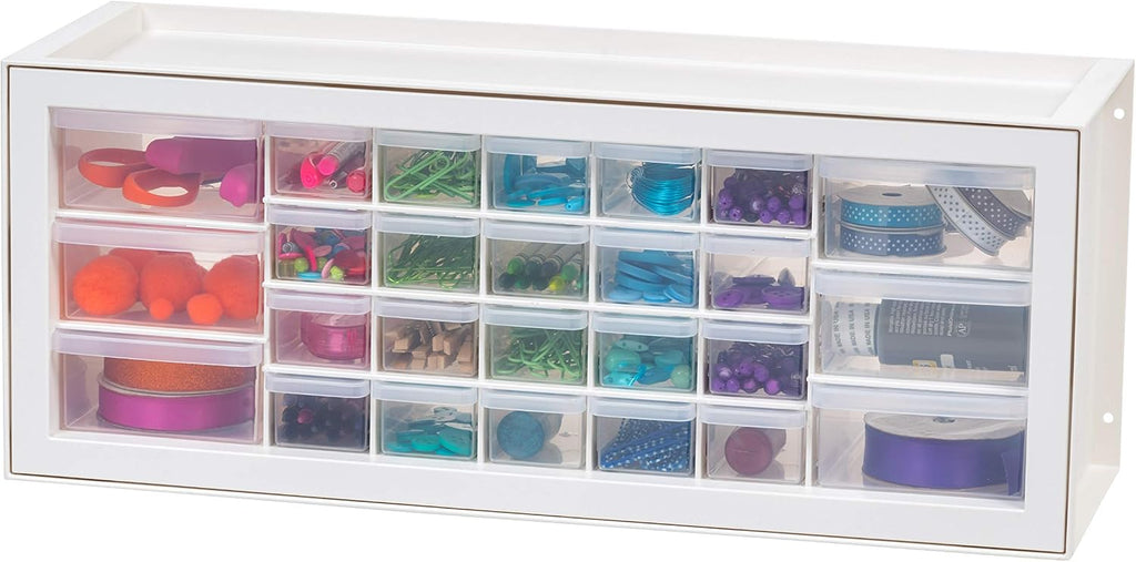 IRIS USA Plastic Drawer Storage Organizer, 26-Drawer Teacher Toolbox Bead Small