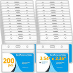 Marspark 200 Pieces Clear Plastic Horizontal Name Badge ID Card Holders by Marspark