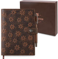 moonster Floral Leather Journal for Women – Rustic Daisy Design Diary with Refillable pages – Leather Notebook for Daily Creative Writing, Work & Travel – Ideal Gift for Women – A5, 320 Lined Pages